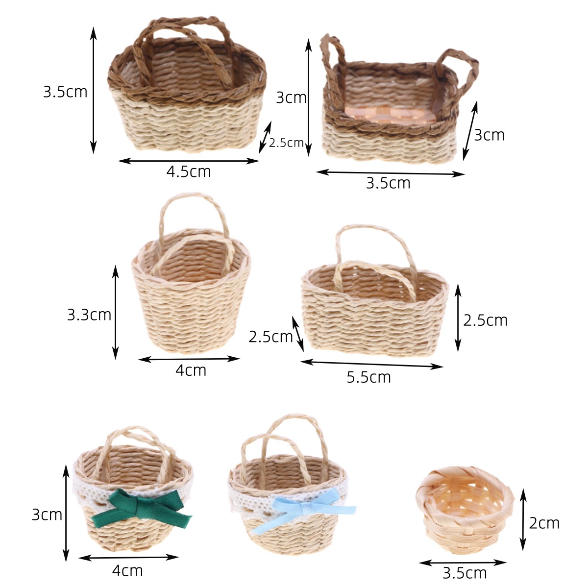 Basket Bag Wicker - 1 szt. Domek dla lalek ręcznie