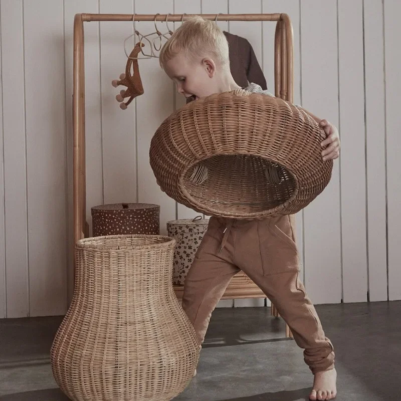 Basket Bag Wicker - Nordycki wiatr Rattanowy pleciony kosz do