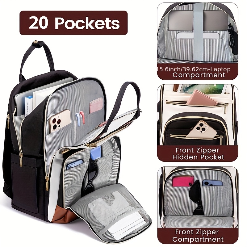 Women Bags For Travel - Damski dwukolorowy plecak na laptopa, wodoodporna,