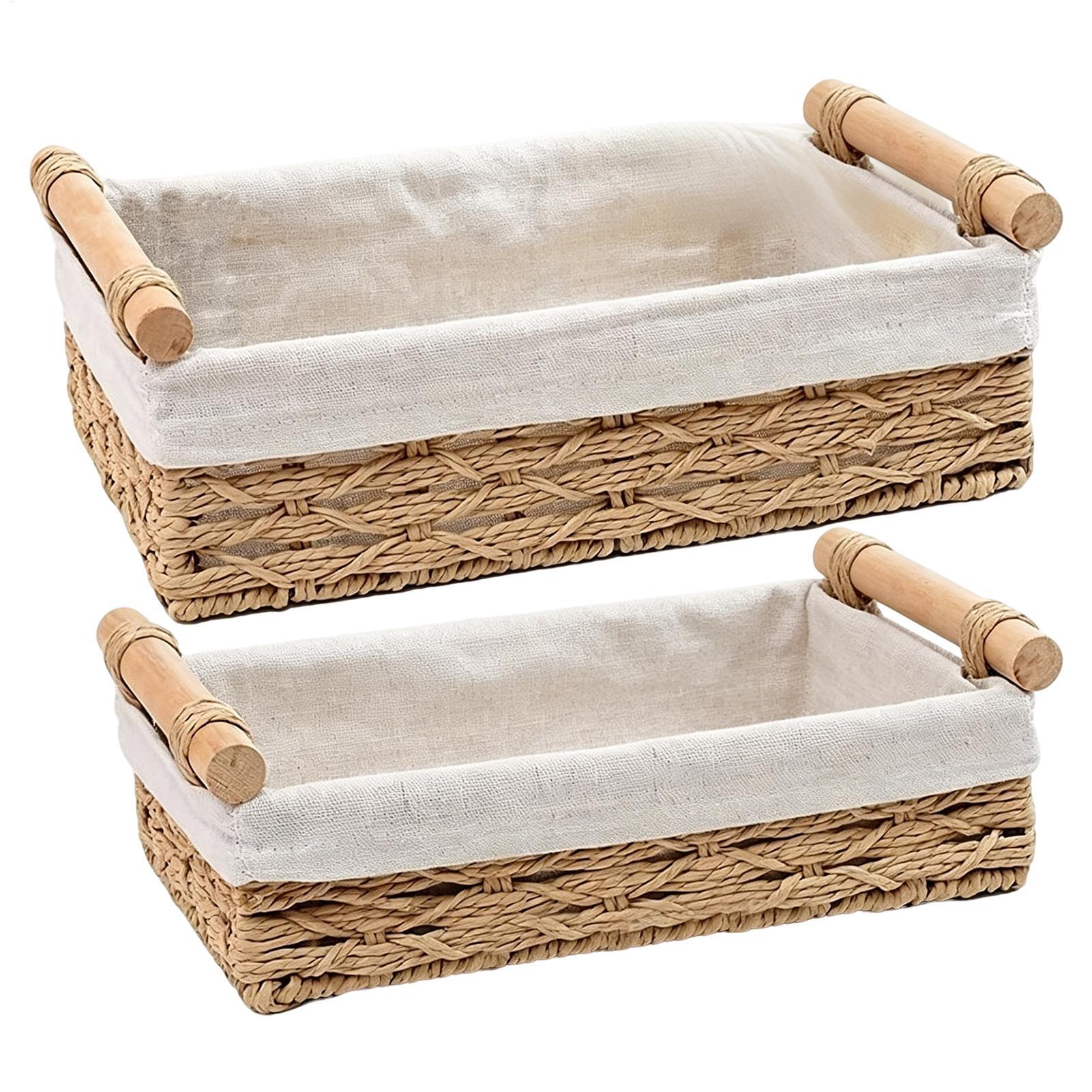 Basket Bag Wicker - Kosz do przechowywania z uchwytami i