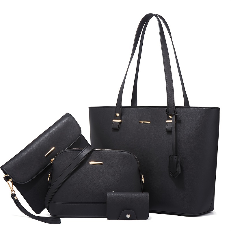 Women Bags For Gift - 4-częściowy zestaw toreb damskich, jednokolorowa torba