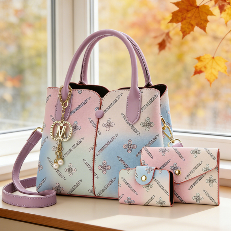 Women Bags For Gift - Gradientowy damski zestaw trzyczęściowy z torebką,